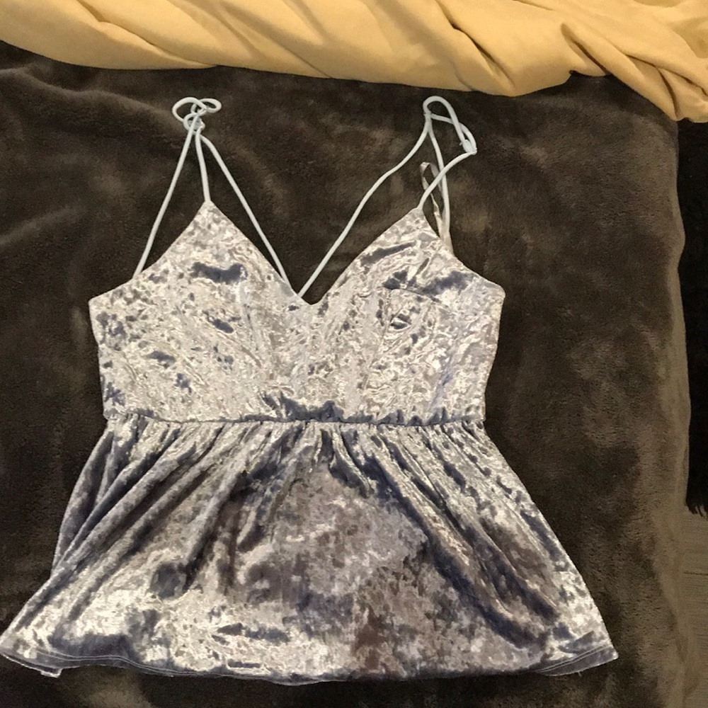 small ice blue velvet tank top